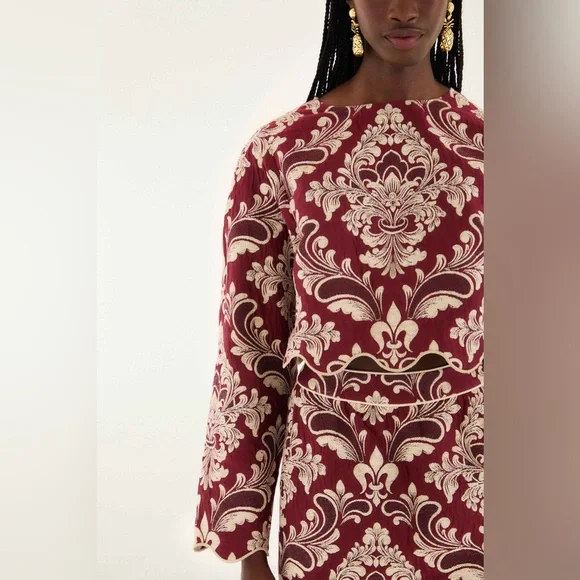 Farm Rio Bicolor Jacquard Waves Long Sleeve Top - Picture 3 of 9